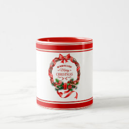 Caneca De Café Em Dois Tons Linda e elegante Wreath de Natal