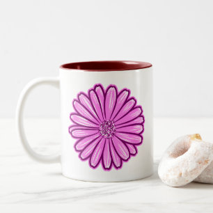 Caneca De Café Em Dois Tons Linda Flor de Margarida, Ilustração de Meio-Tons