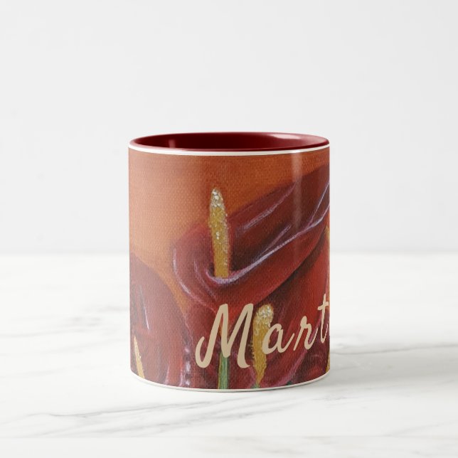 Caneca De Café Em Dois Tons Linda Flor Personalizada Mug (Centro)
