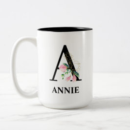 Caneca De Café Em Dois Tons Linda Inicial Monogramada