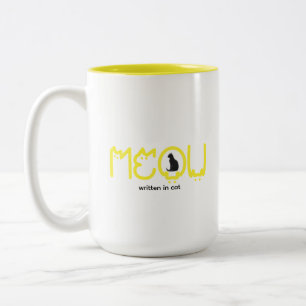 Caneca De Café Em Dois Tons Linda Mãe de Gato Gatinho Minimalista