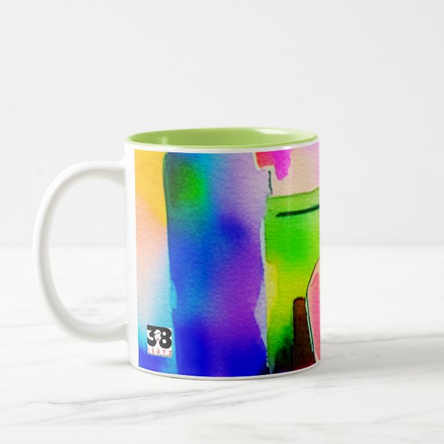 Caneca De Café Em Dois Tons Linda Mulher de Aquarela (Esquerda)