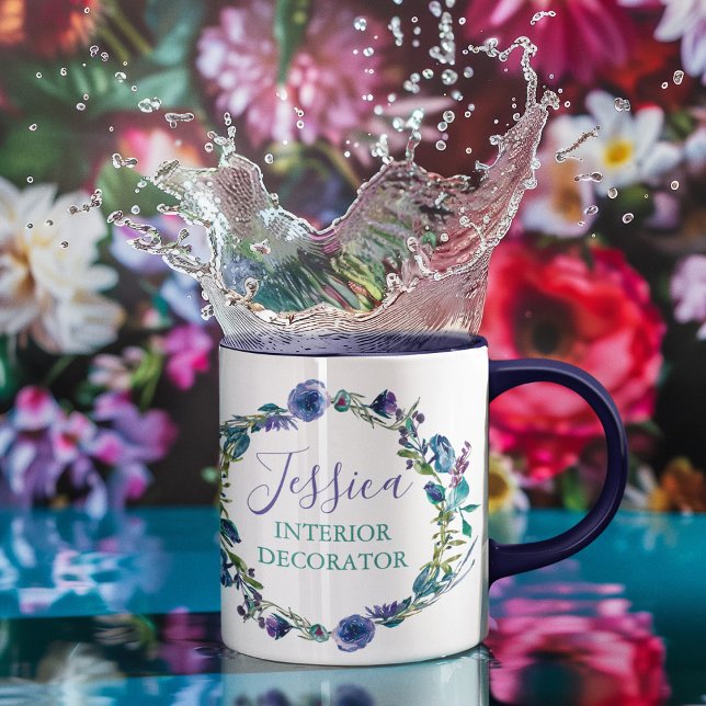 Caneca De Café Em Dois Tons Linda ocupação personalizada Floral Wreath (Criador carregado)