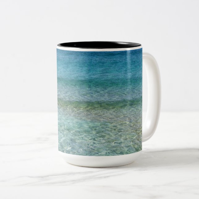 Caneca De Café Em Dois Tons Linda praia Sandy (Frente Esquerda)