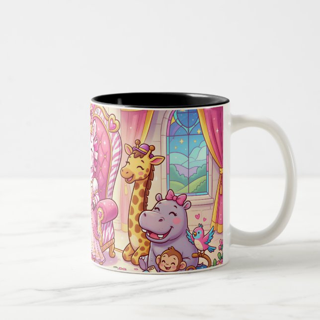Caneca De Café Em Dois Tons Linda Princesa Zebra de Desenho Animado (Direita)