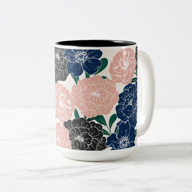Caneca De Café Em Dois Tons Linda Trendy Flower (Frente Esquerda)