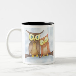 Caneca De Café Em Dois Tons Linda Watercolor Owl Lovers