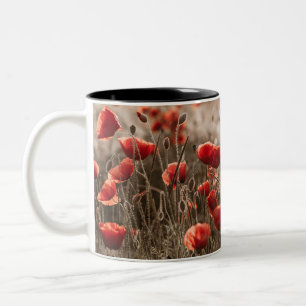 Caneca De Café Em Dois Tons lindas flores de papoila