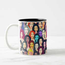 Caneca De Café Em Dois Tons Lindas Mulheres