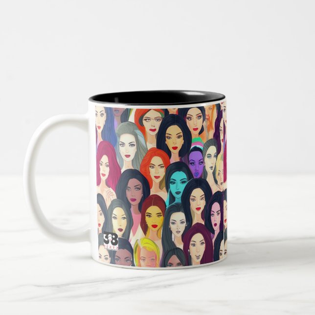 Caneca De Café Em Dois Tons Lindas Mulheres (Esquerda)