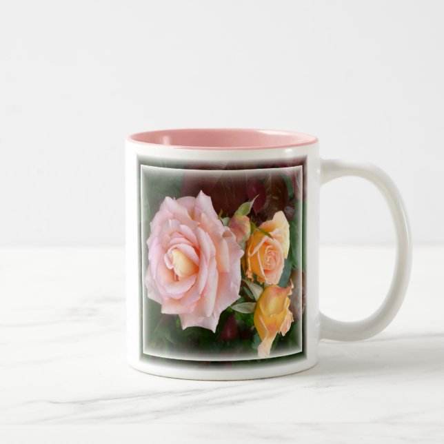 Caneca De Café Em Dois Tons Lindas Rosas Rosa (Direita)