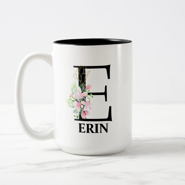Caneca De Café Em Dois Tons Lindo E Monograma Inicial (Esquerda)