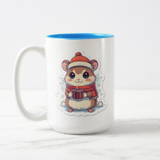 Caneca De Café Em Dois Tons Lindo esquilo listrado vestido para o inverno com