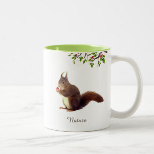Caneca De Café Em Dois Tons Lindo Esquilo Selvagem & Texto Personalizado  Tom 