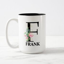 Caneca De Café Em Dois Tons Lindo Monograma de Inicial F