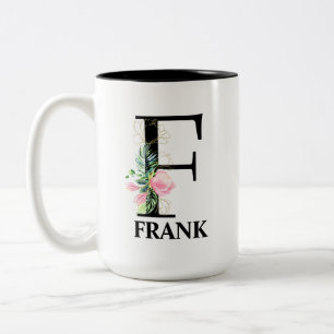 Caneca De Café Em Dois Tons Lindo Monograma de Inicial F