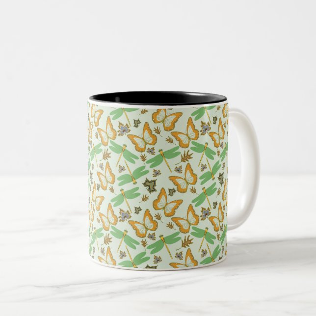 Caneca De Café Em Dois Tons Lindo Padrão de Borboleta (Frente Esquerda)