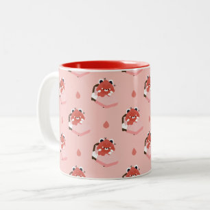 Caneca De Café Em Dois Tons Lindo Panda Vermelho Cansado
