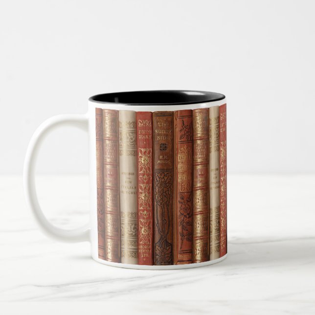 Caneca De Café Em Dois Tons Lindos Cópias de Livros (Esquerda)