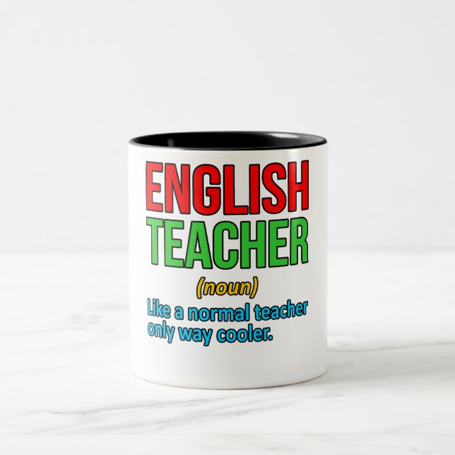 Caneca De Café Em Dois Tons Língua de Definição do Professor Inglês Gramática (Centro)