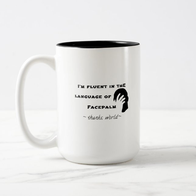 Caneca De Café Em Dois Tons Língua do Facepalm (Esquerda)
