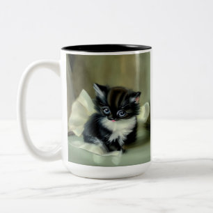 Caneca De Café Em Dois Tons Língua Vintage de Cristóvão Preto e Branco