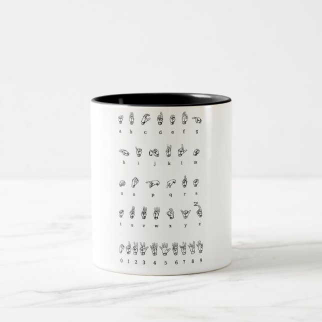 Caneca De Café Em Dois Tons Linguagem gestual americano (ASL) (Centro)