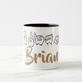Caneca De Café Em Dois Tons Linguagem gestual americano Fingerspelled Brian do