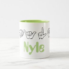 Caneca De Café Em Dois Tons Linguagem gestual americano Fingerspelled Nyle do