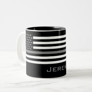 Caneca De Café Em Dois Tons Linha cinzenta fina personalizada oficial