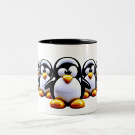 Caneca De Café Em Dois Tons Linha de Pinguins Engraçados