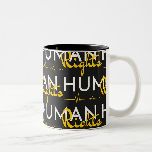 Caneca De Café Em Dois Tons Linha de vida dos direitos humanos (Direita)
