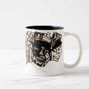 Caneca De Café Em Dois Tons linha face branca