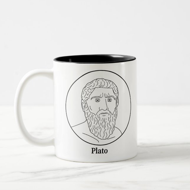 Caneca De Café Em Dois Tons Linha retrato de Plato (Esquerda)