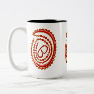 Caneca De Café Em Dois Tons Linha Vermelha Elegante Desenho Floral Abstrato em