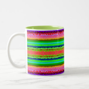 Caneca De Café Em Dois Tons Linhas abstratas coloridas fofas