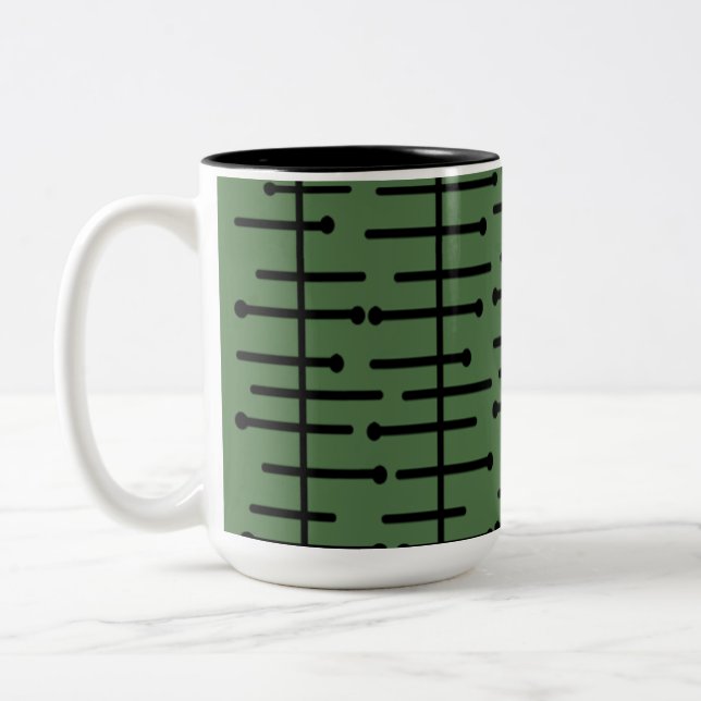 Caneca De Café Em Dois Tons Linhas Atômicas Verdes (Esquerda)