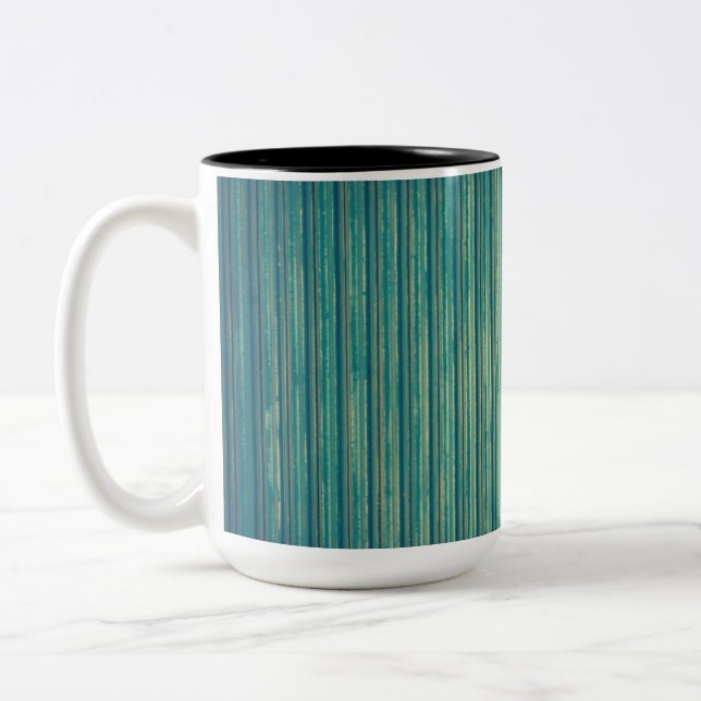 Caneca De Café Em Dois Tons Linhas Azuis Estrias (Esquerda)