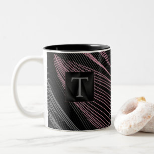 Caneca De Café Em Dois Tons Linhas Botânicas Modernas Elegantes Cor-de-rosa Ci