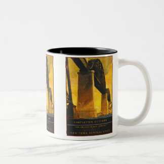 Caneca De Café Em Dois Tons Linhas centrais de New York da interrupção de