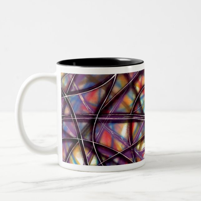 Caneca De Café Em Dois Tons Linhas de Interseção Coloridas (Esquerda)