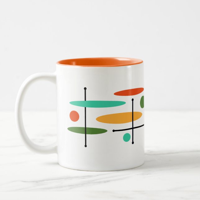 Caneca De Café Em Dois Tons Linhas Ponto Oval Retroativas (Esquerda)