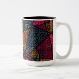 Caneca De Café Em Dois Tons Linhas Pretas e Negritas & Texturas Abstratas Mult