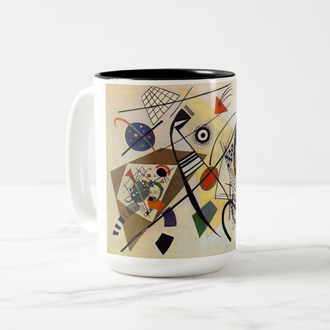 Caneca De Café Em Dois Tons Linhas transversais (Frente Esquerda)