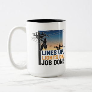 Caneca De Café Em Dois Tons Linhista Profissional Orgulhoso Trabalhador de Ser
