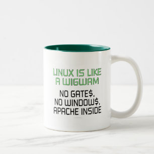 Caneca De Café Em Dois Tons Linux é como um wigwam. Nenhumas portas, nenhumas