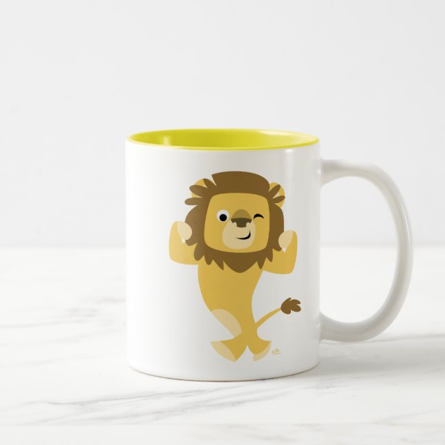 Caneca De Café Em Dois Tons Lion Mug, um cartoon forte e bonito (Direita)