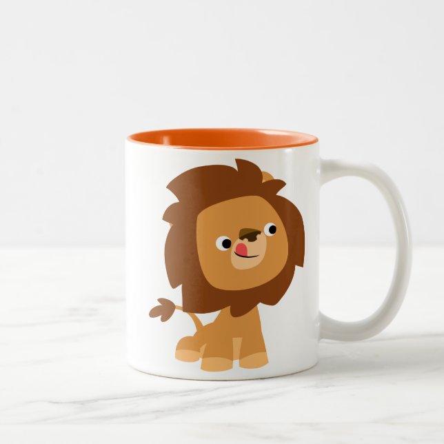 Caneca De Café Em Dois Tons Lion Mug, um cartoon ganancioso (Direita)
