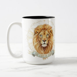 Caneca De Café Em Dois Tons Lion of Judah Biblical Watercolor Two-Tone Mug
