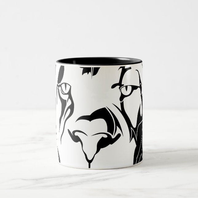 Caneca De Café Em Dois Tons Lion Tribal 002 Mug (Centro)